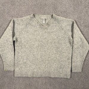 Marconi Sweater Mens XXL Gray 100% Lambswool V-Neck Raglan Sleeve Knit Pullover